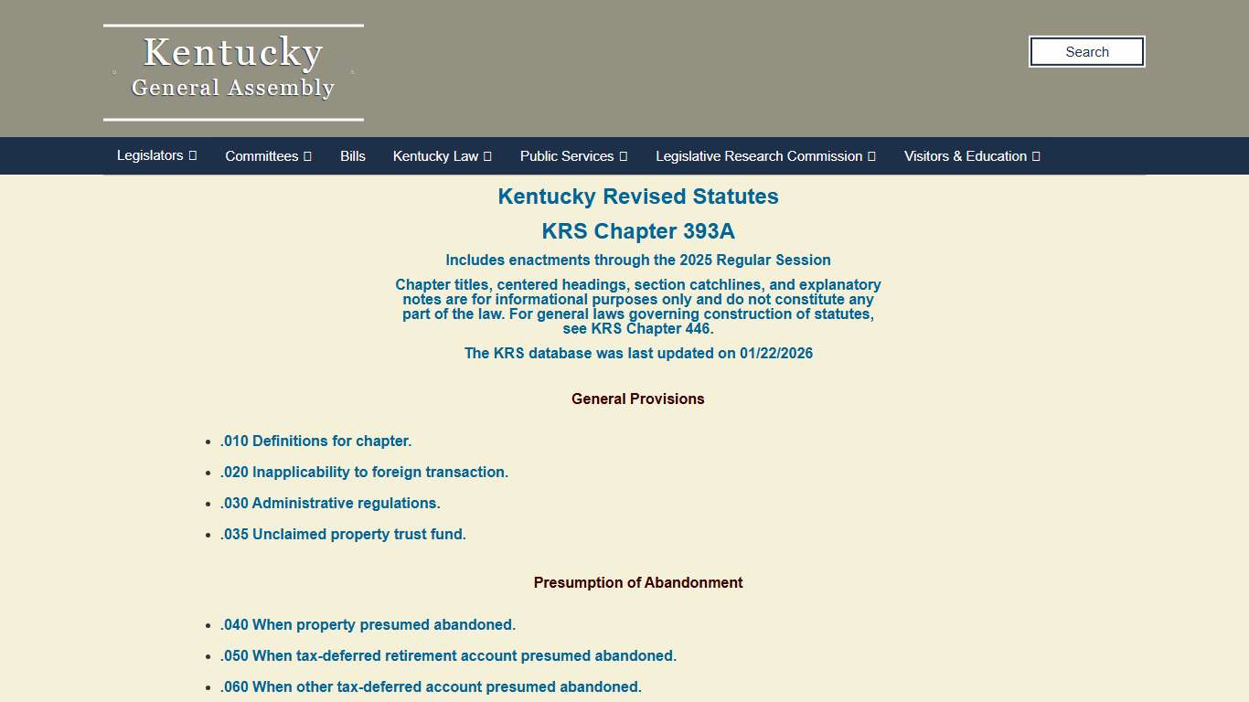 Kentucky Revised Statutes - Chapter 393A